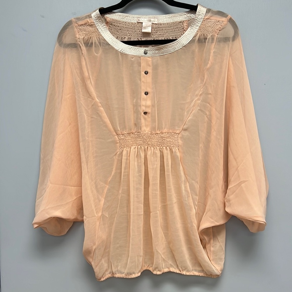 Isabella Rodriguez Women’s Sheer Satin Trimmed Blouse